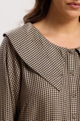 YOURS Plus Size Brown Collared Check Shirt | Yours Clothing 4