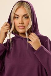 YOURS Plus Size Burgundy Red Seam Detail Hoodie | Yours Clothing 4