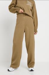 PixieGirl Petite Women's Beige Brown Knitted Wide Leg Trousers | PixieGirl 2