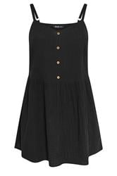 YOURS Curve Black Cheesecloth Sleeveless Top