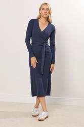 LTS Tall Navy Blue Wrap Midi Dress | Long Tall Sally 1