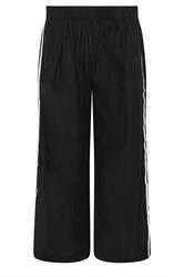 PxieGirl Petite Women's Black Side Stripe Linen Wide Leg Trousers | PixieGirl 5