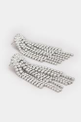 Silver Tone Diamante Drop Earrings | Yours Clothing 2