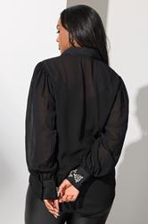 YOURS LONDON Plus Size Black Diamante Detail Shirt | Yours Clothing 4