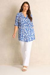 EVANS Plus Size Blue Floral Pintuck Blouse | Evans  1
