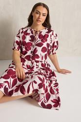 EVANS Plus Size Red Floral Tie Neck Maxi Dress | Evans 1