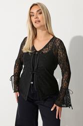 LIMITED COLLECTION Plus Size Black Long Sleeve Lace Top | Yours Clothing 3