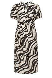 EVANS Plus Size Natural Brown Zebra Placket Midi Dress | Evans 6