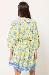 PixieGirl Petite Women's White Lemon Print Shirt Mini Dress | PixieGirl 2