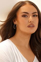 YOURSET 3 PACK Silver Tone Diamante Hoop Earrings Set | Yours Clothing 2