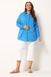 YOURS Plus Size Blue & White Striped Shirt | Yours Clothing 4