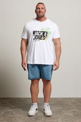 JACK & JONES Big & Tall White Contrast Logo Print T-Shirt | BadRhino 1