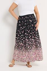 YOURS Plus Size Pink Floral Ditsy Maxi Skirt | Yours Clothing 3
