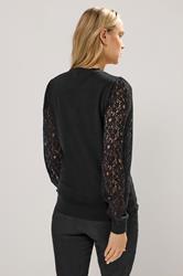 LTS Tall Black Lace Sleeve Knit Jumper | Long Tall Sally 2