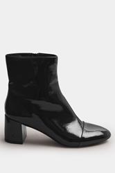 LTS Black Patent Block Heel Ankle Boot In Standard Fit | Long Tall Sally 2