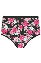 YOURSET Plus Size 5 PACK Black Floral Print Full Briefs | Yours Clothing 8