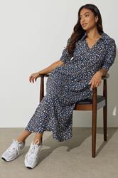 PixieGirl Petite Women's Black Spot Collar Midi Dress | PixieGirl 1