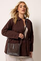 Chocolate Brown Faux Suede Cross Body Bag | Yours Clothing 1