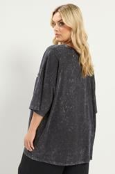 YOURS Plus Size Grey Acid Wash Sunflower Graphic T-Shirt | Yours Clothing 2
