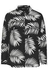 YOURS Plus Size Black & White Palm Print Crinkle Shirt | Yours Clothing 6