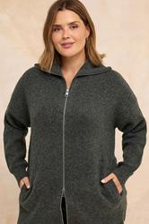 EVANS Curve Grey Double Ended Zip Cardigan | Evans 3