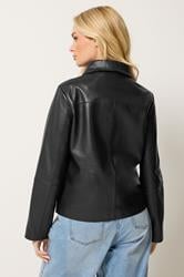 M&Co Black Leather Collard Jacket | M&Co 2