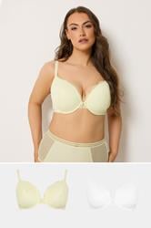 YOURSET 2 PACK Plus Size Yellow Lace T-Shirt Bras | Yours Clothing 1