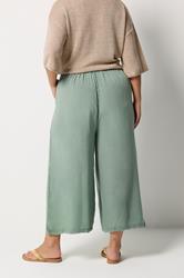 YOURS Plus Size Sage Green Chambray Culottes | Yours Clothing 2