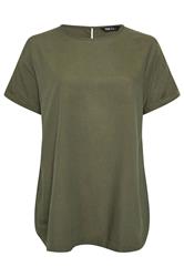 YOURS Curve Khaki Green Linen Boxy T-Shirt