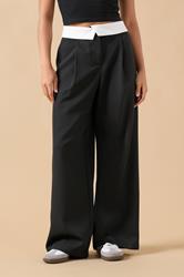 PixieGirl Petite Women's Black Fold Over Smart Trousers | PixieGirl 1