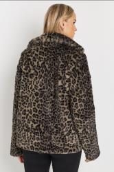 LTS Tall Brown Leopard Print Faux Fur Coat | Long Tall Sally 2