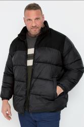 JACK & JONES Big & Tall Black Stand-Up Collar Puffer Jacket | BadRhino 2