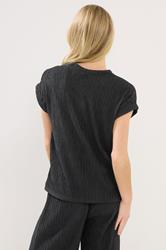 PixieGirl Petite Women's Black Textured Short Sleeve Top | PixieGirl 2