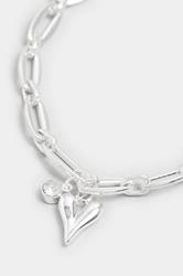 Silver Tone Heart Polished Charm Bracelet | Yours Clothing 2