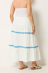 YOURS Plus Size White Wavy Detail Tiered Maxi Skirt | Yours Clothing 2