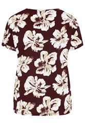 EVANS Curve Berry Red Floral V-Neck Top | Evans 6