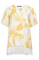 EVANS Curve Yellow Floral Double Layer Angel Top