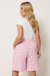 YOURS Plus Size Pink Daisy Shorts | Yours Clothing 2