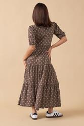 PixieGirl Petite Women's Chocolate Brown Polka Dot Tiered Dress | PixieGirl 2
