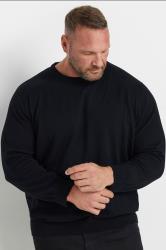 JACK & JONES Big & Tall Black Crew Neck Fine Knit Jumper | BadRhino 3