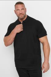 BadRhino Big & Tall Black Knitted Short Sleeve Zip Polo Shirt | BadRhino 3