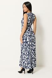 M&Co Petite Navy Blue Floral Twist Front Maxi Dress | M&Co 2