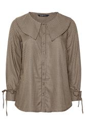 YOURS Plus Size Brown Collared Check Shirt | Yours Clothing 5