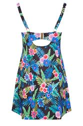YOURS Plus Size Black Tropical Print Premium Underwired Tankini Top | Yours Clothing 10