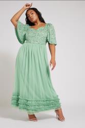 LUXE Plus Size Sage Green Embellished Ruffle Maxi Dress | Yours Clothing 3