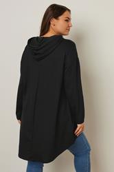 YOURS Plus Size Black Metallic Drawstring Hoodie | Yours Clothing 4
