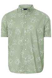 BadRhino Big & Tall Green Linear Floral Slub Shirt