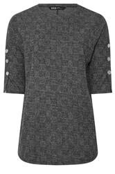YOURS Curve Grey Check Soft Touch Button Top