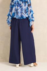 EVANS Plus Size Navy Blue Pleat Front Trousers | Evans 3