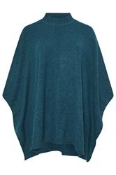 EVANS Plus Size Teal Blue Seam Detail Knitted Cape | Evans 5